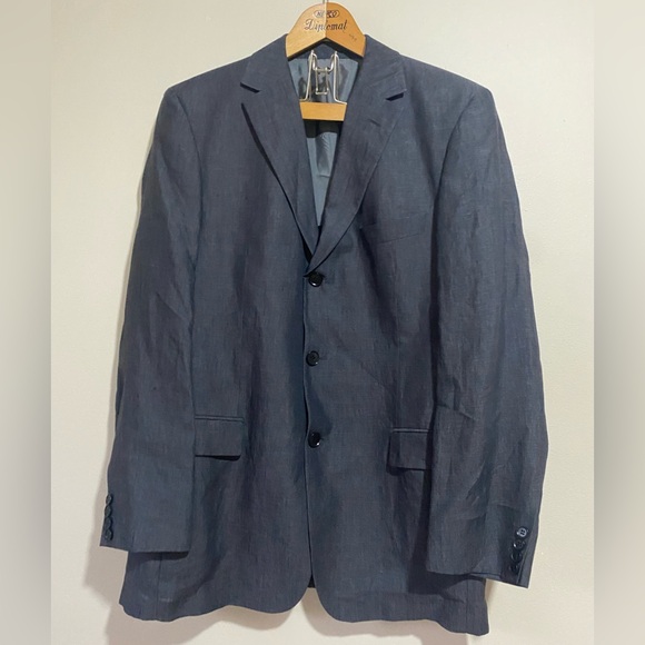 Hugo Boss Connery Blazer Solbiati 100% Linen Dark Gray Mens 42 R
